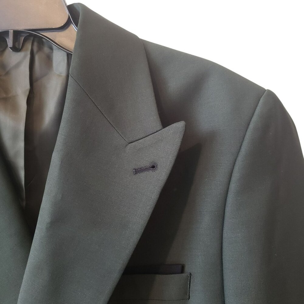 NEW Grogo Black Dark Green Wool Double Breasted Mens Suit Jacket EU 46 - Picture 8 of 15